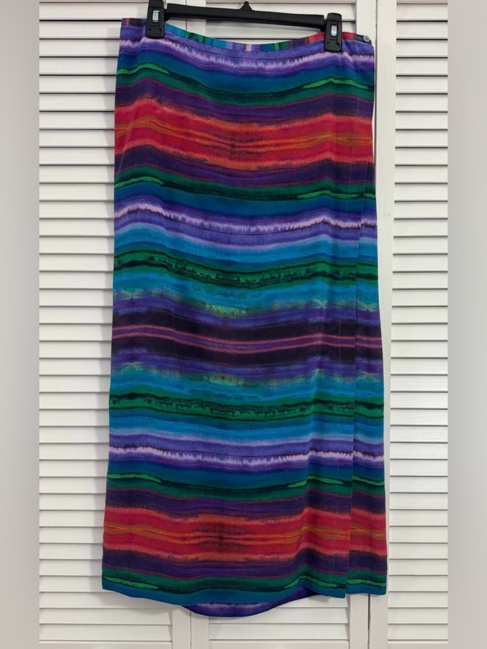 Vtg Chico's Design Maxi Skirt Womens 2 Striped  100% Silk Wrap Boho Artsy